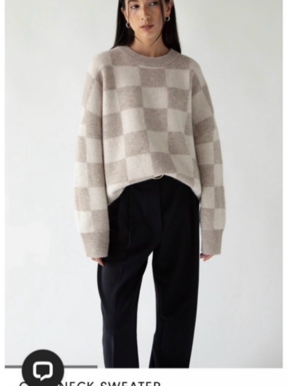 Oak and Fort Crew Neck Checkered Sweater